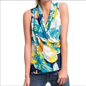 CAbi #741 Spring Blossom floral faux‎ wrap blouse M